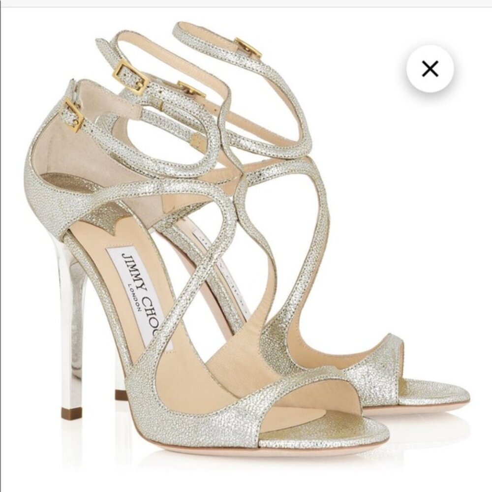 Jimmy Choo Lang Champagne Leather Womens High Heels Size 38.5 US 8 Formal